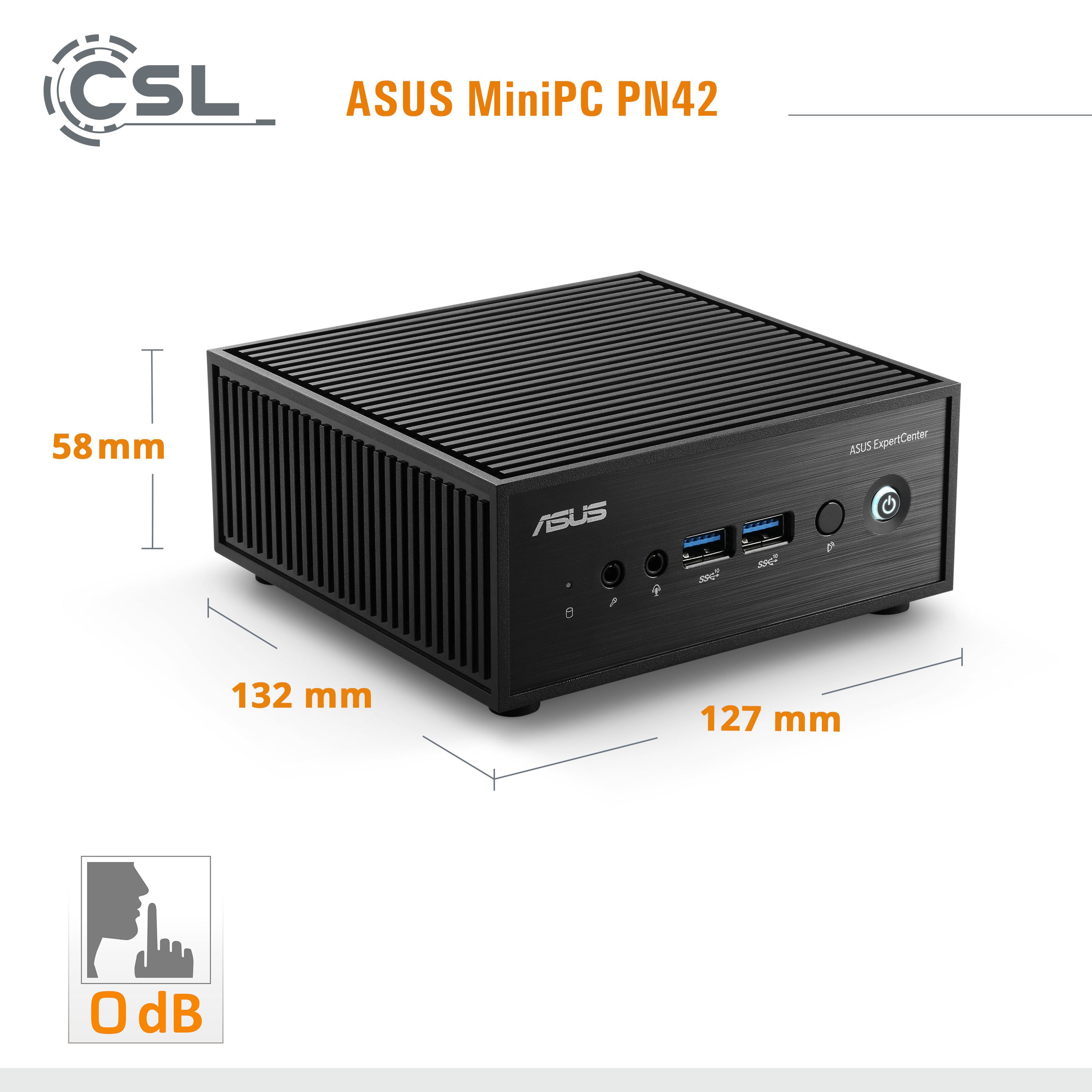 Asus Mini-PC ASUS PN42 Intel N200 Windows 11 Mini-PC (Intel, 8 GB RAM, 1000 GB SSD, passiver CPU-Kühler)