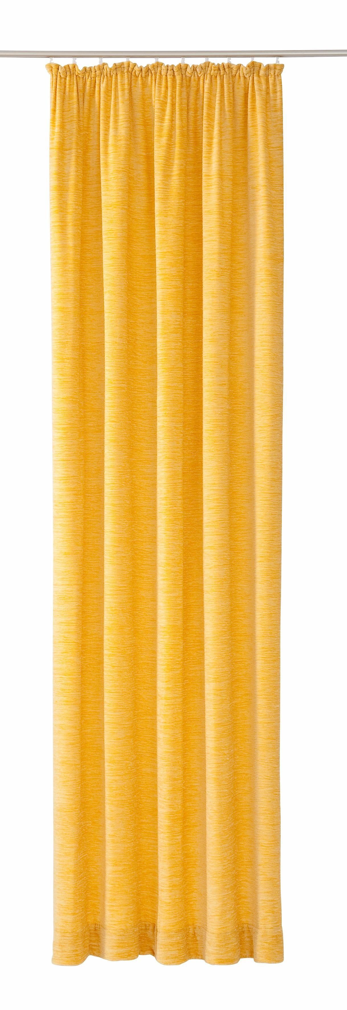 Vorhang Warnow, Wirth, Kräuselband (1 St), blickdicht, Chenille, 270 g/m2 gelb