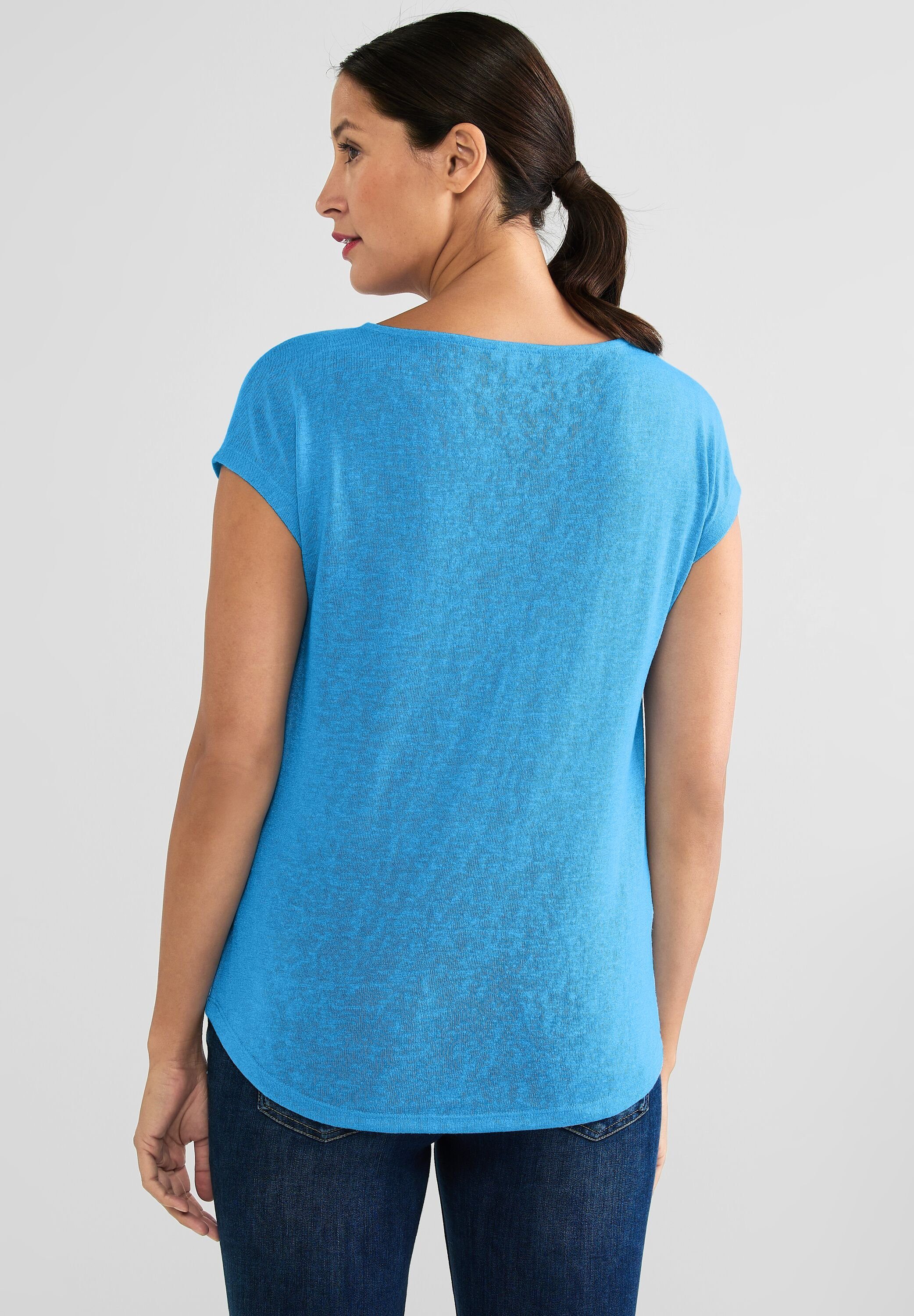 überschnittenen splash T-Shirt ONE mit STREET Schultern blue