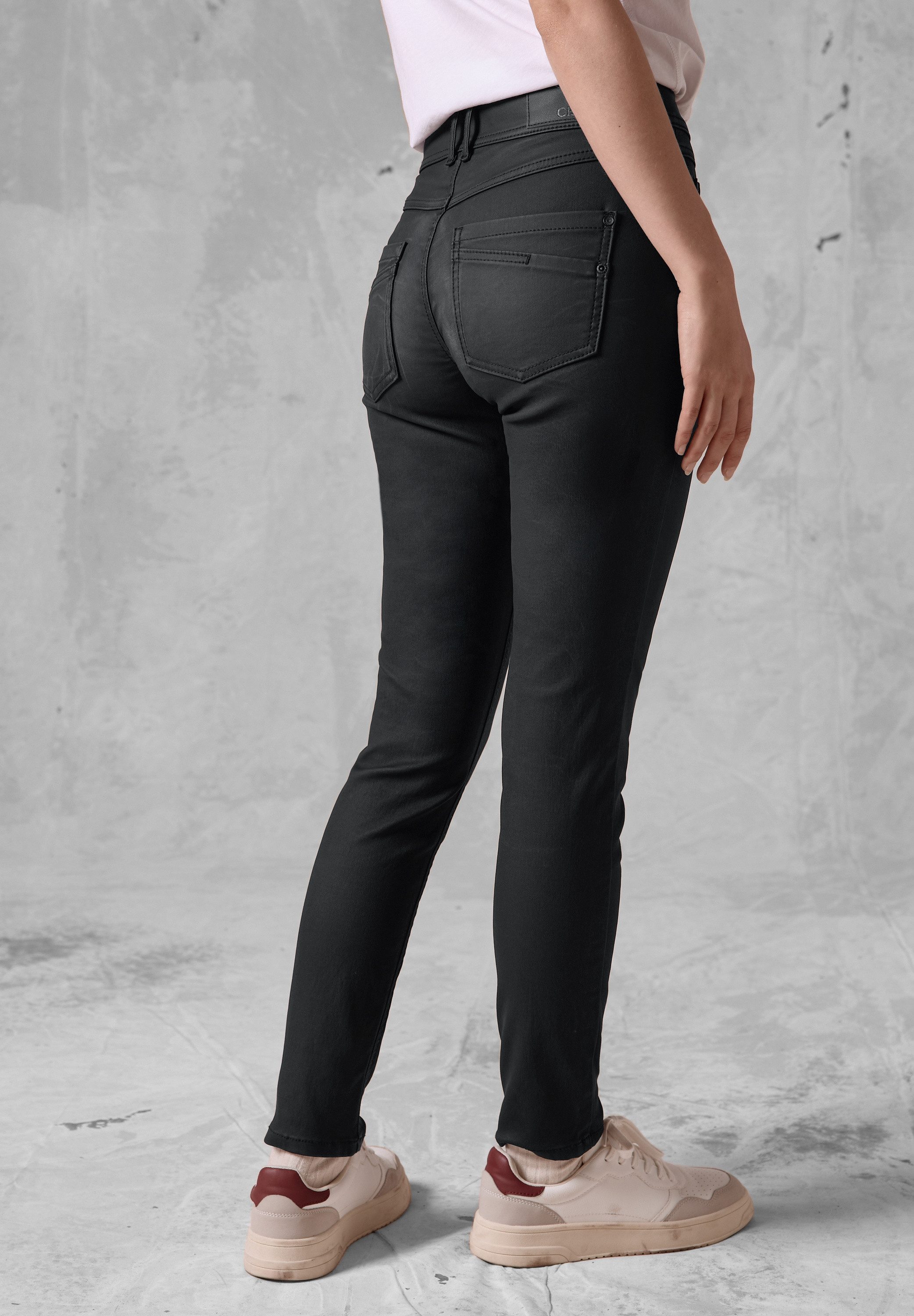 CECIL Lederimitathose Middle Waist günstig online kaufen