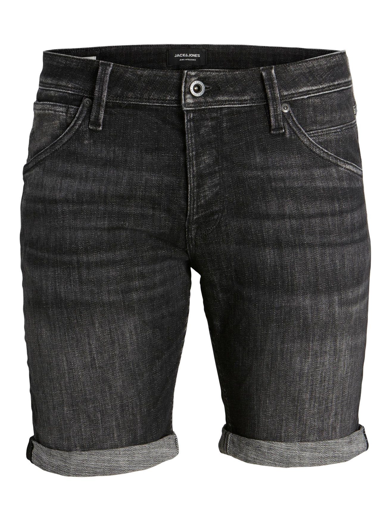 Jack & Jones Jeansshorts Knielange Jeans Shorts Übergröße JJIRICK JJFOX 6002 in Schwarz