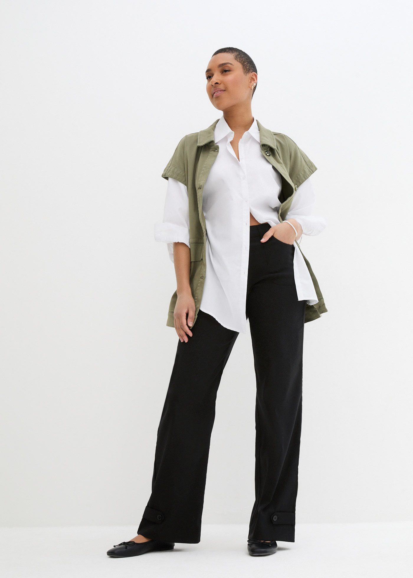 bonprix Stretch-Hose aus Polyester, Viskose und Elasthan, mit Bequembund, Regular Fit