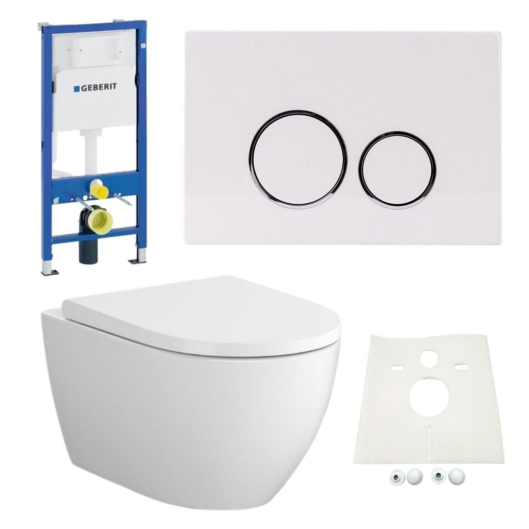 GEBERIT Vorwandelement WC Geberit Spülkasten Bartolo WC spülrandlos, Spar-Set