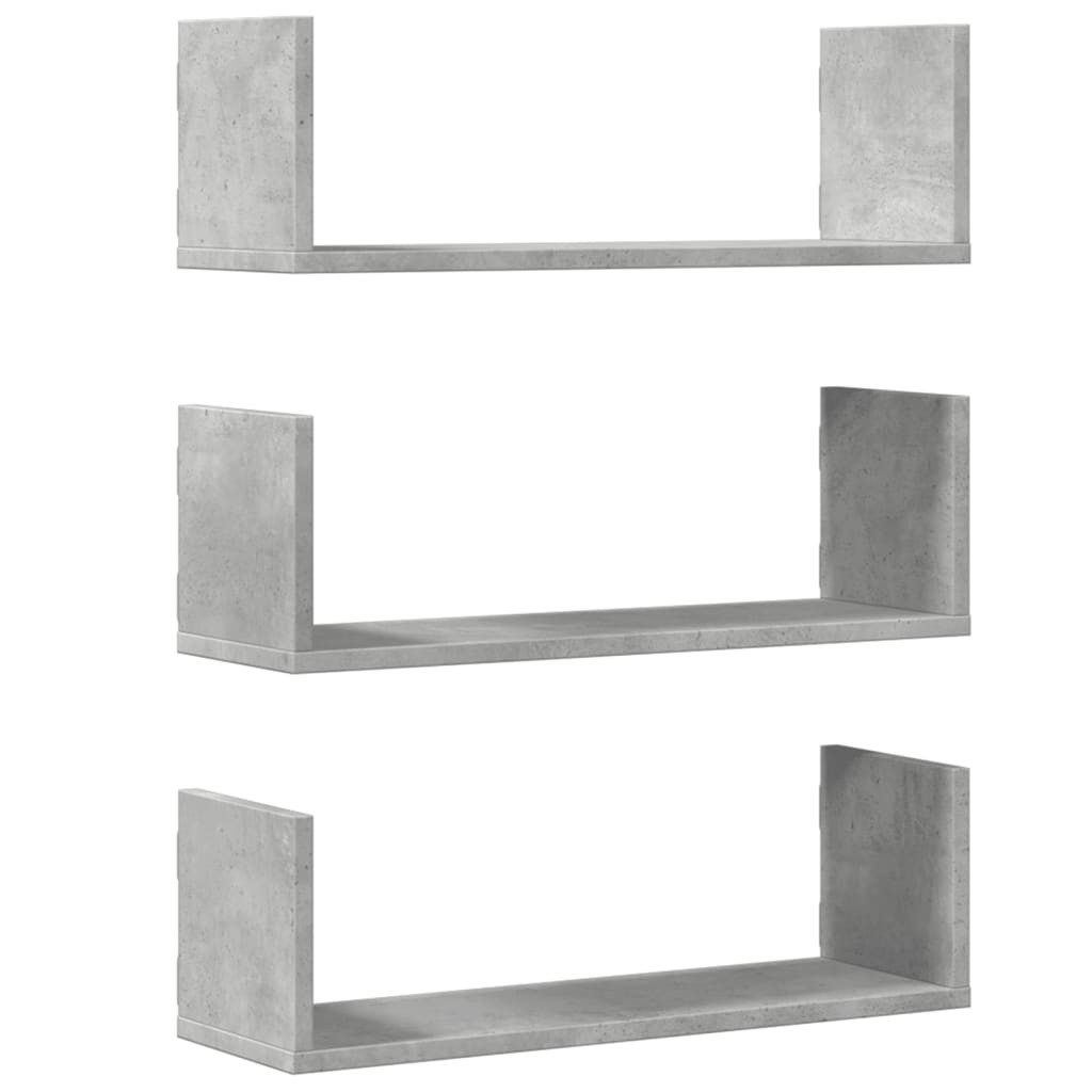 vidaXL Regal Wandregale 3 Stk. Betongrau günstig online kaufen