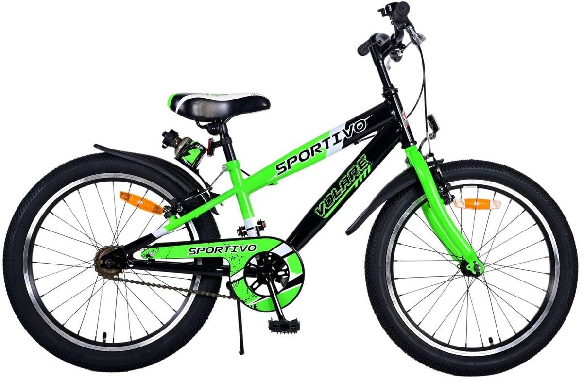 Volare Kinderfahrrad 20 Zoll Kinder Jungen Fahrrad Kinderfahrrad Rad Sportivo Grün 22115, 1 Gang, Seitenständer, Schutzbleche, Trinkflasche, Klingel