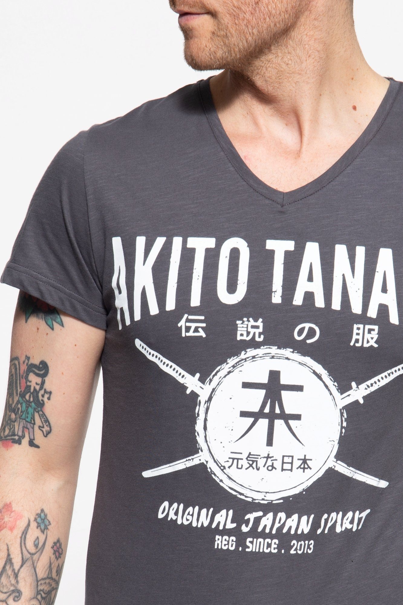 Akito Sword Frontprint mit anthrazit Tanaka Area T-Shirt