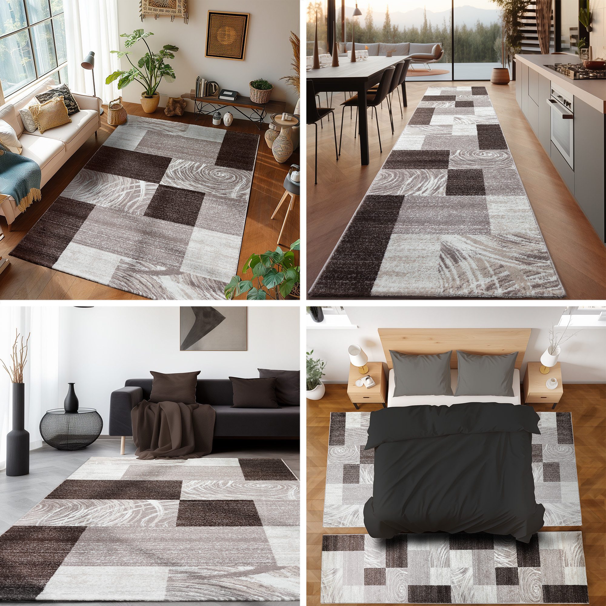 SIMPEX24 Kurzflor-Bettumrandung Abstrakt Kariert Design, Höhe günstig online kaufen