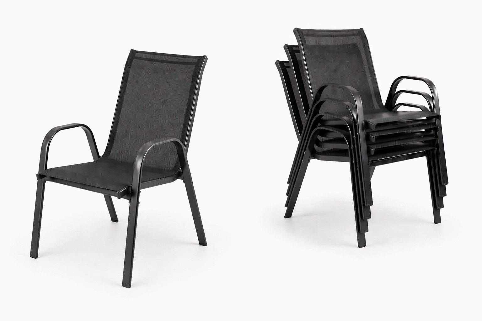 VCM Gartenstuhl 4er Set Balkonstuhl Sonlas H. 89 x B. 56 x T. 73cm (4 St), Stapelstühle, stapelbar, outdoor, Garten, Balkon, Terrasse, Camping