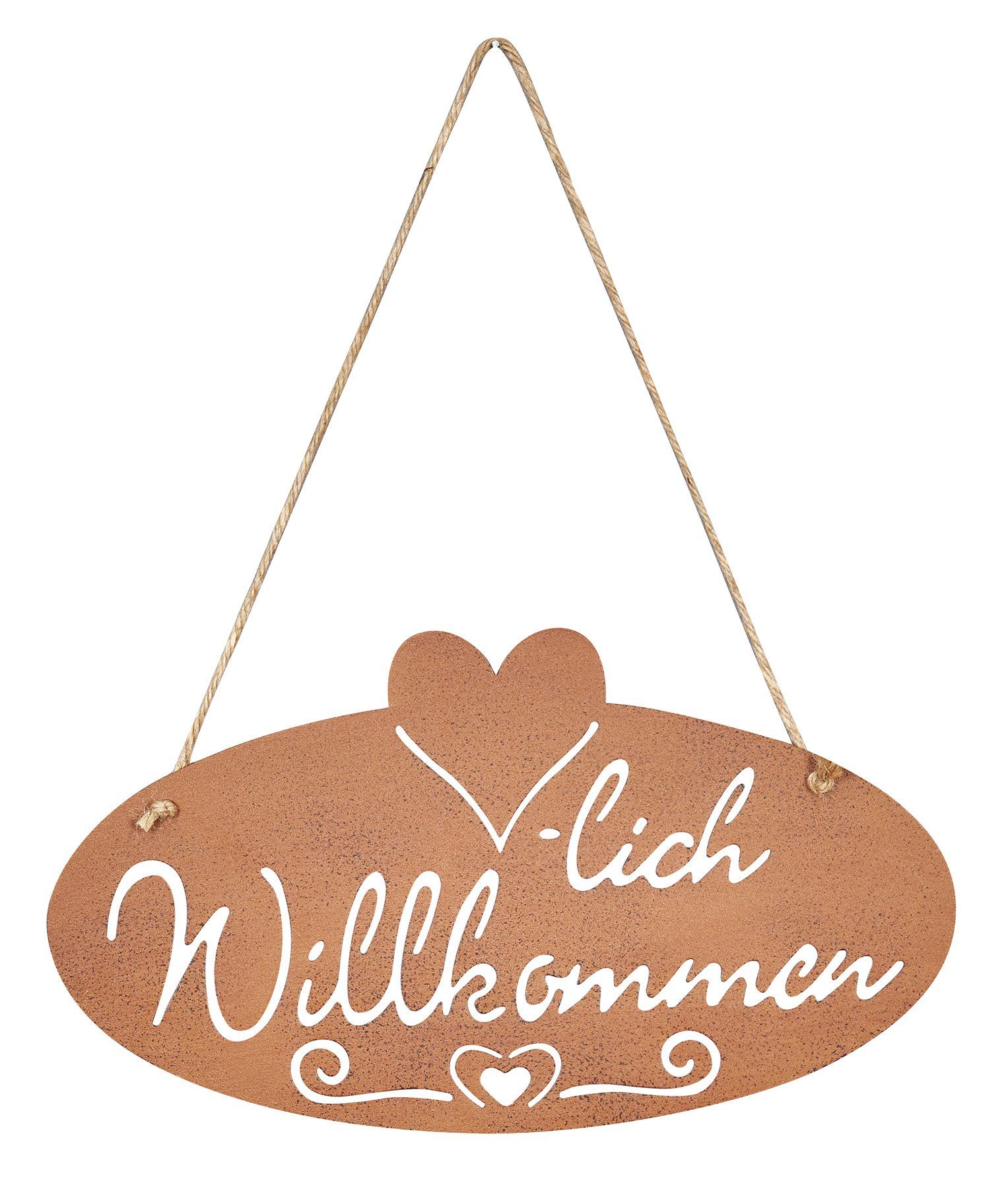 Levandeo® Metallbild, Schild Willkommen Herz 28,5x16cm günstig online kaufen