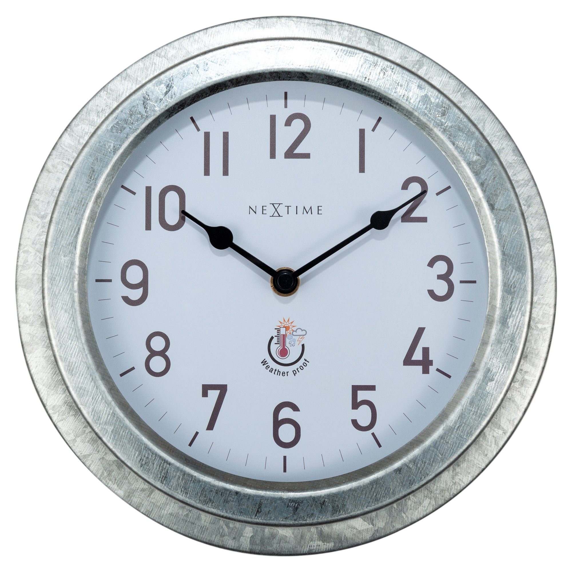 NEXTIME Wanduhr 4301 (für den Außenbereich geeignet) silber