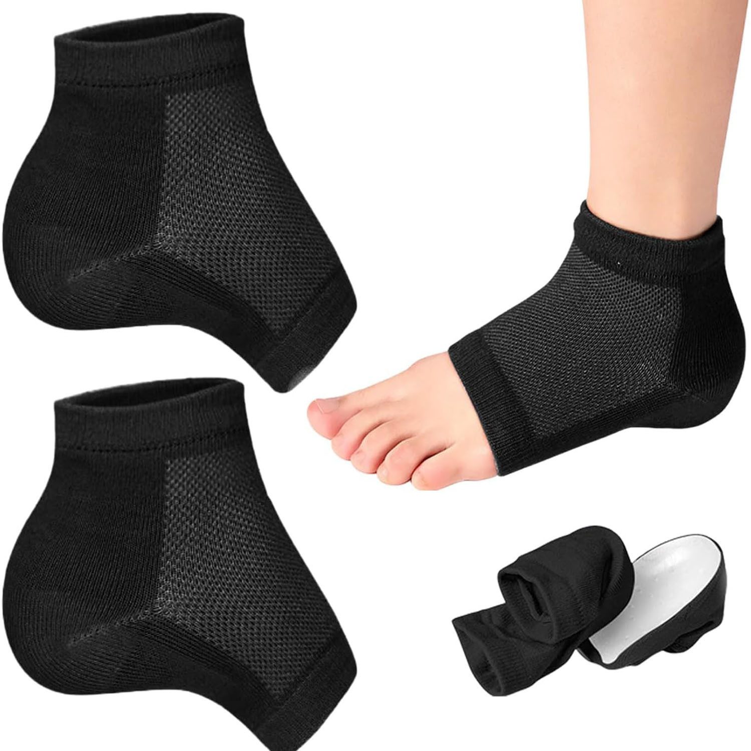 HEYHIPPO Fersenpolster Fersen-Innensocken mit 3,5 cm Erhöhung, unsichtbare Gel-Schuheinlagen (Ein Paar Einlegesohlen zur Erhöhung der Körpergröße, Absatzerhöhende Einlegesohle,halb gepolstert,atmungsaktiv,stoßdämpfend), Komfort Fersen-Innensocken, rutschfeste Erhöhung für Damen & Herren