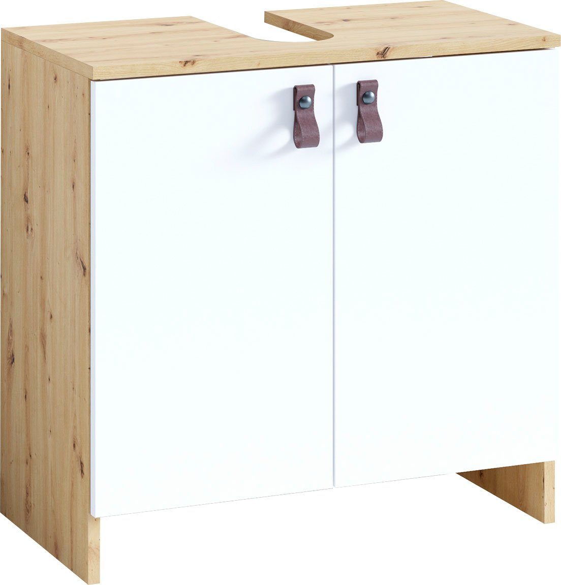 homexperts waschbeckenunterschrank »new port« badezimmerschrank in  skandinavischem design mit stylischen kunstledergriffen online kaufen | otto