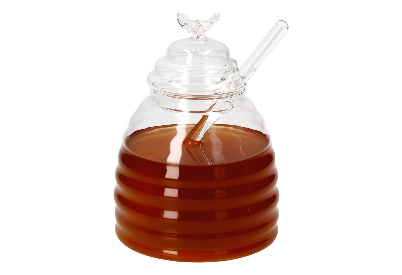 MamboCat Vorratsglas 3tlg Set Honig 400ml Bienchen-Deckel Honiglöffel Glasbehälter, Glas