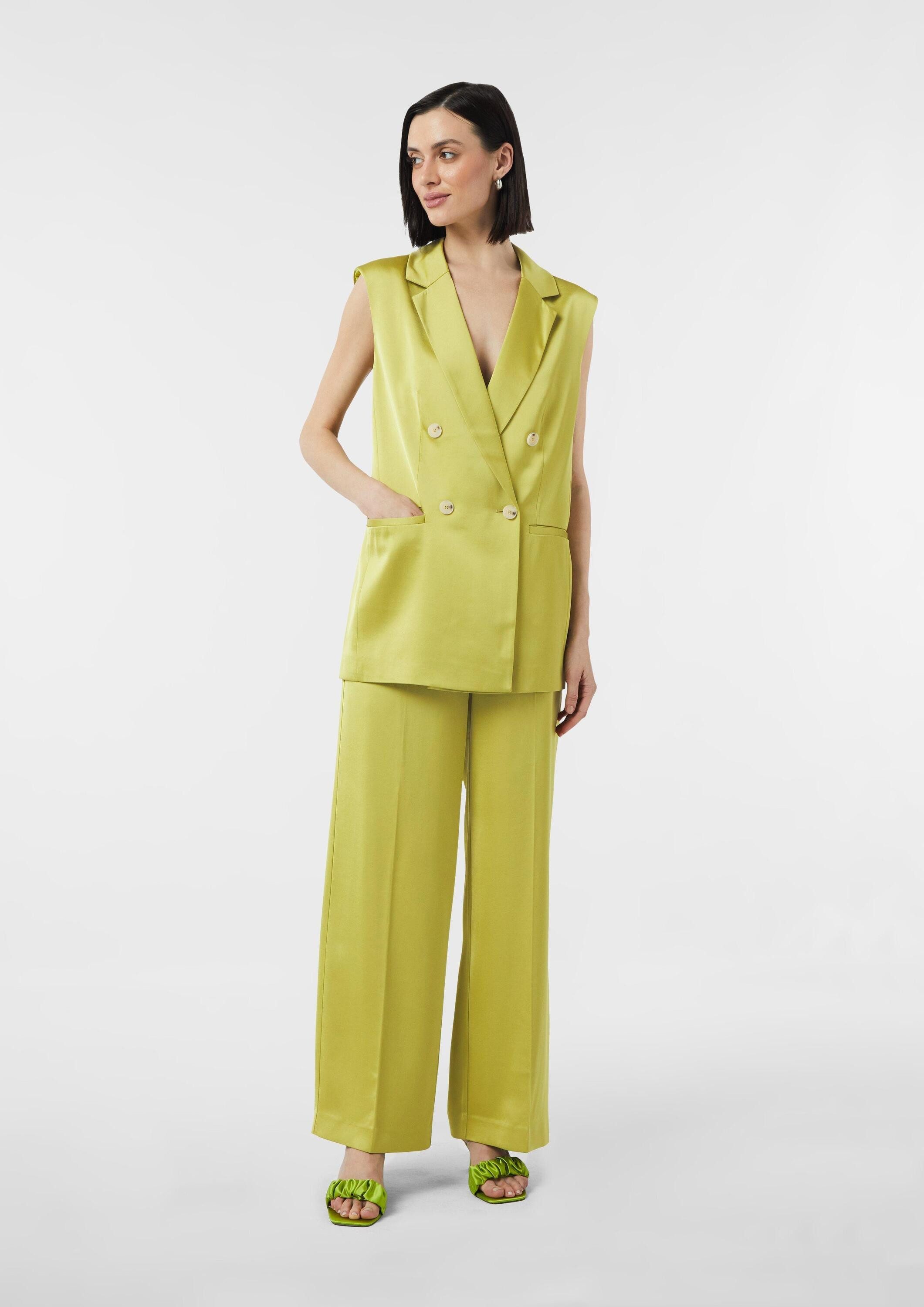 comma Jackenblazer Indoor-Weste Lange Weste aus fließendem Satin
