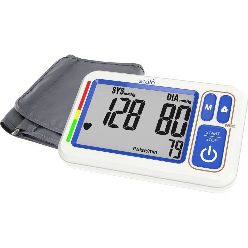 Scala Blutdruckmessgerät SC 6750 Oberarm- Blutdruckmessgerät, Auslesen der  Speicherwerte durch NFC - App OUcare (Google Play oder App Store)