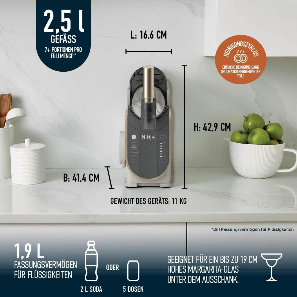 NINJA Slush-Eismaschine für Slush, Eis-Cocktails, Frappé, Milchshakes, Saft - FS301EUSTGD