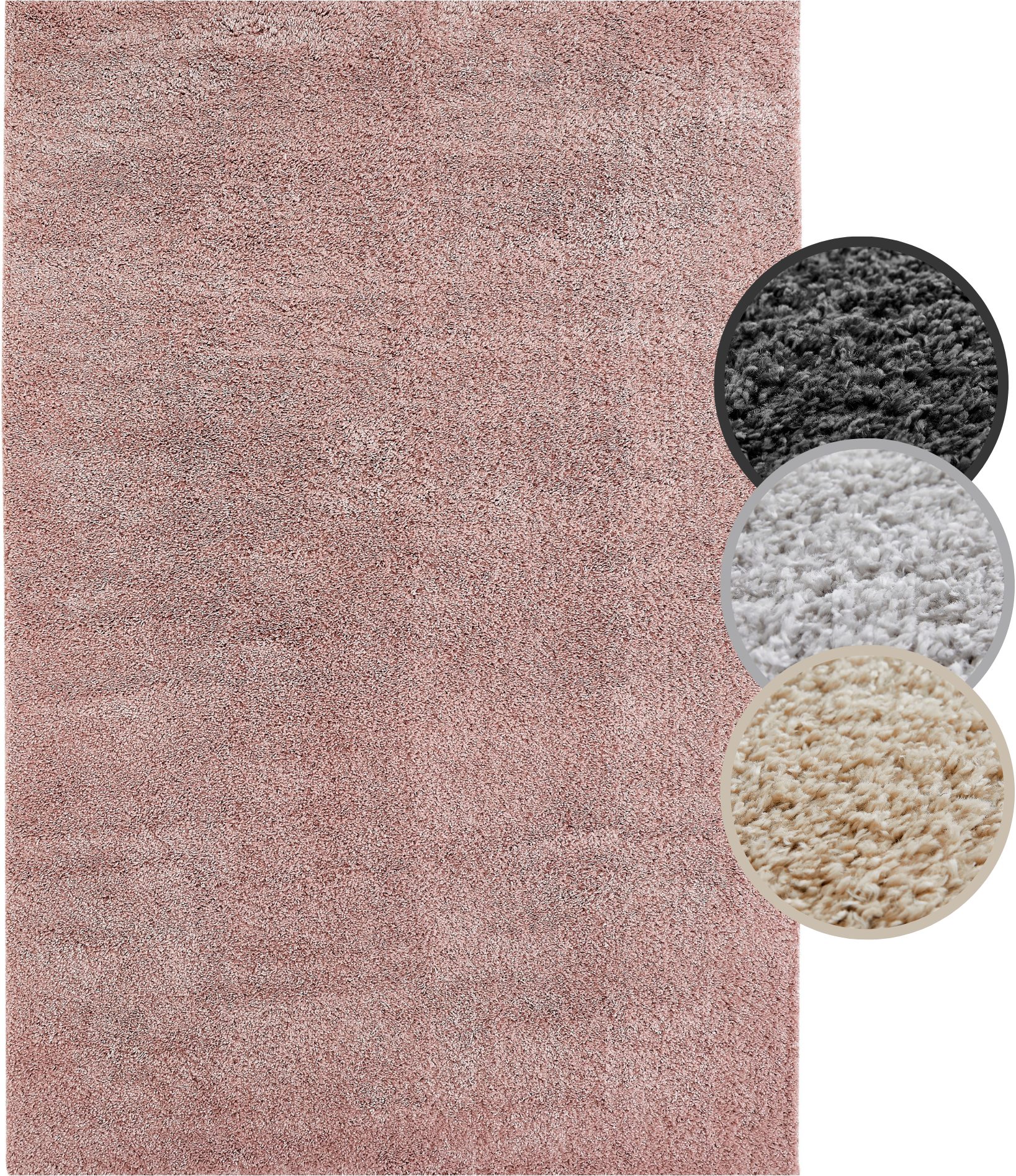 OTTO home Hochflor-Teppich Canberra, rechteckig, Höhe: 40 mm, Uni Farben, weich & kuschelig, Wohnzimmer, Schlafzimmer