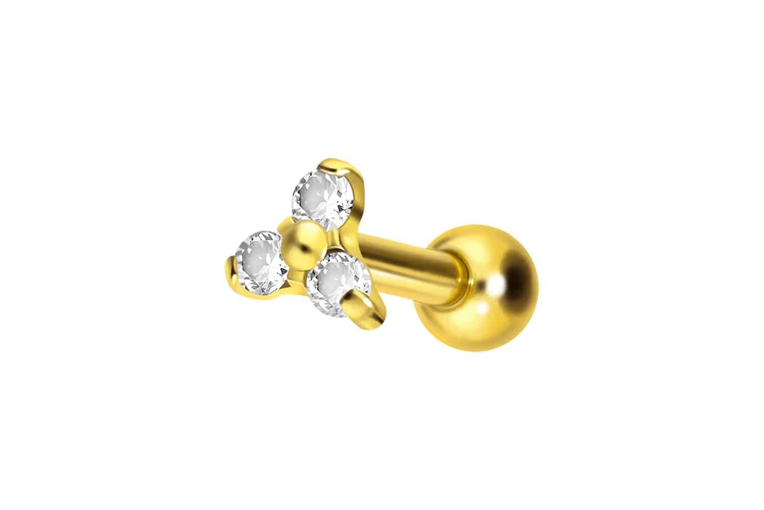 Piercing-Set Titan Ohrpiercing KRISTALLBLUME