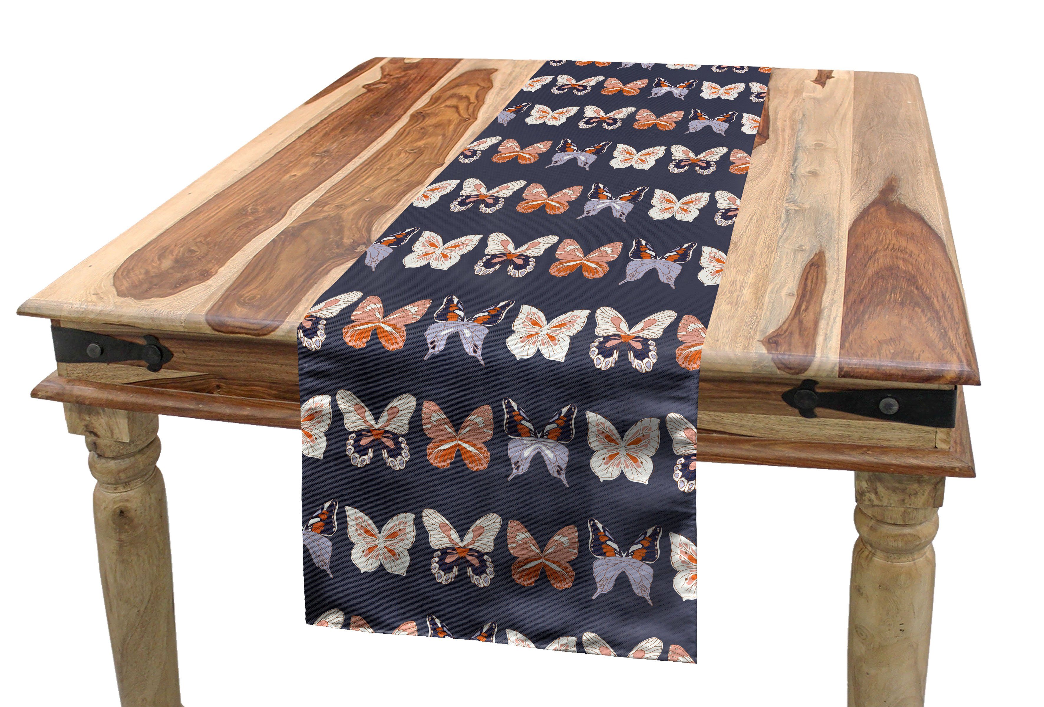 Abakuhaus Tischläufer Esszimmer Küche Rechteckiger Dekorativer Tischläufer, Insekten Schmetterlinge