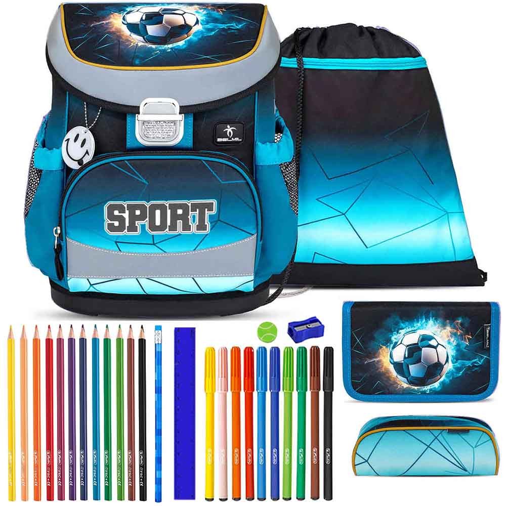 Belmil Schulranzen Set Mini Fit 10-teilig 2025 Jungen Fire Football