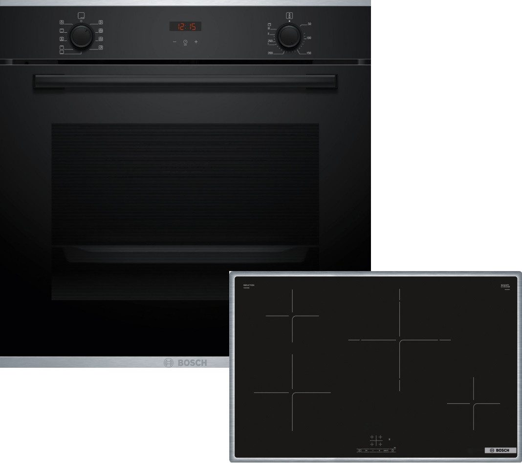 BOSCH Backofen-Set 4 HBA234BB3, mit nachrüstbar, Autostart, Halogen-Innenbeleuchtung