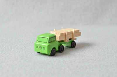 Spielzeug-Auto Holzspielzeug Lastenauto Langholz HxBxT 3,5x7,5x3cm NEU, Mit Auflieger, mit Langholz