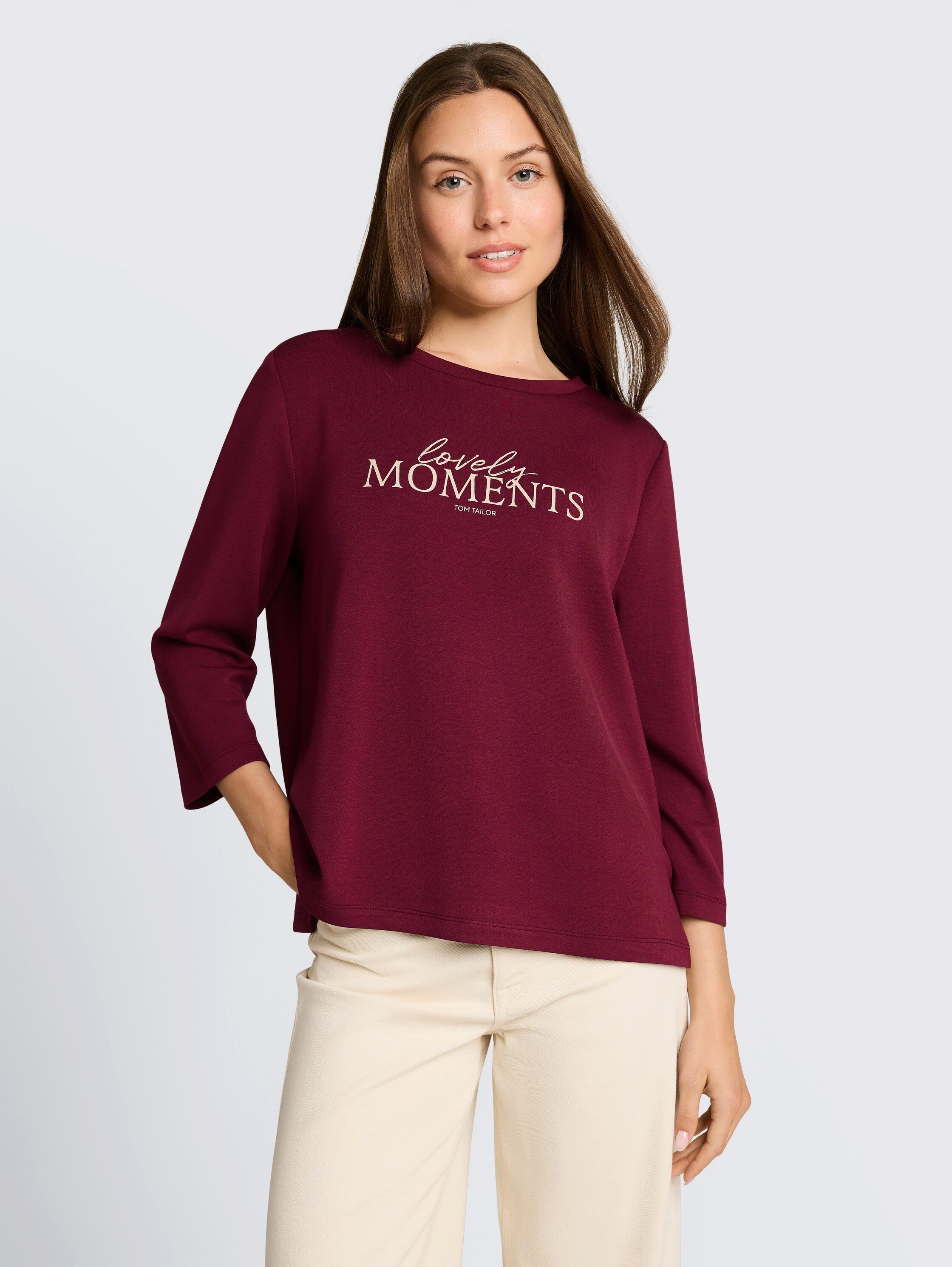 TOM TAILOR 3/4-Arm-Shirt Loose Somemrshirt mit Letter-Print