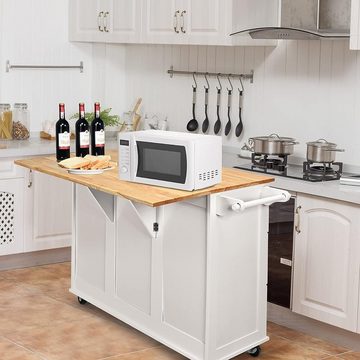 KOMFOTTEU Küchenwagen Servierwagen, mit Tischplatte & Schubladen & verstellbare Ablage