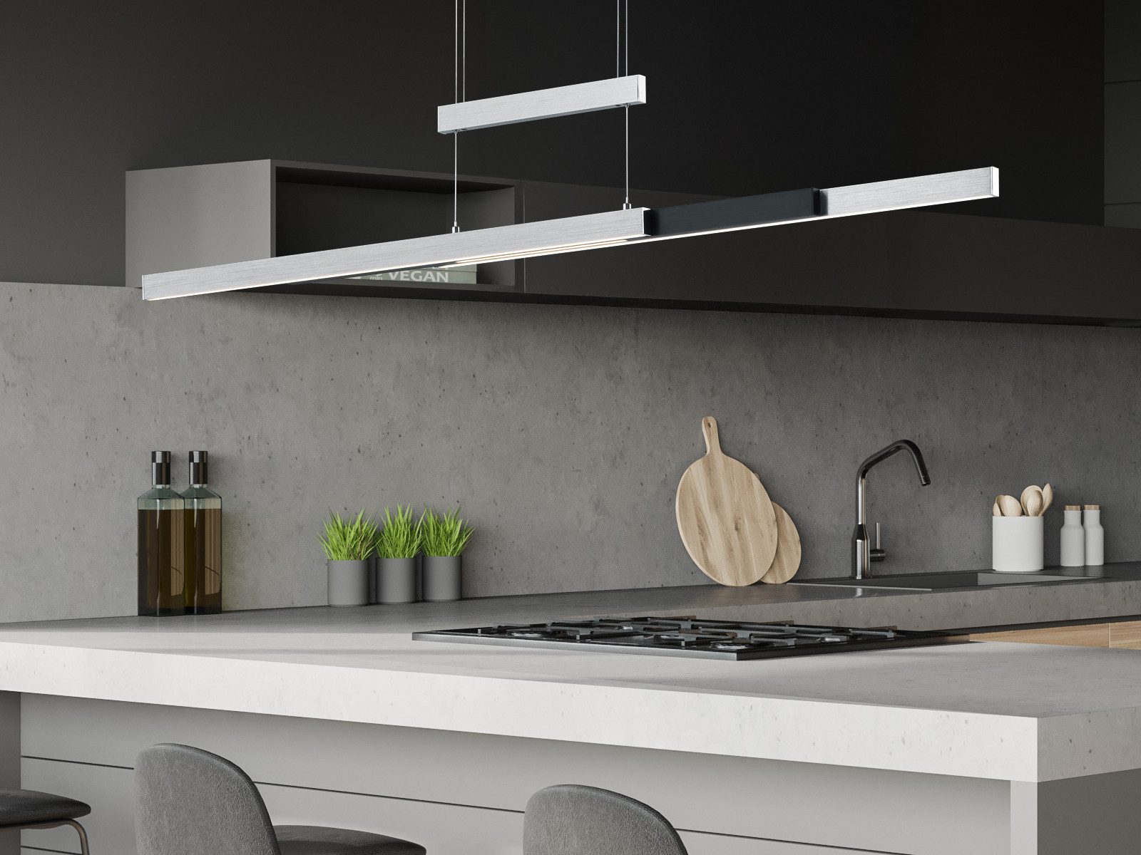 TRIO Leuchten LED Pendelleuchte, Dimmfunktion, LED fest integriert, Warmweiß, Neutralweiß, Ausziehbare Esstisch-Lampe hängend stufenlos höhenverstellbar B: 150cm