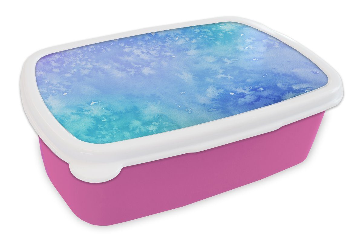 MuchoWow Lunchbox Aquarell - Blau Snackbox, Brotdose - rosa Kunststoff Kinder, Brotbox Kunststoff, Lila Mädchen, - für Hellblau, Erwachsene, (2-tlg)