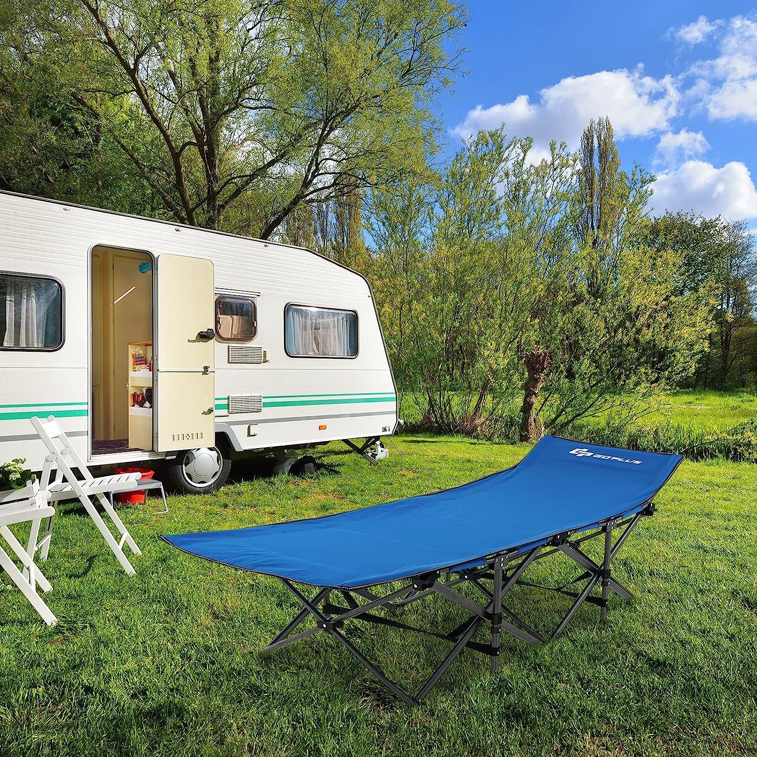 KOMFOTTEU Feldbett Campingbett klappbar mit Seitentasche günstig online kaufen