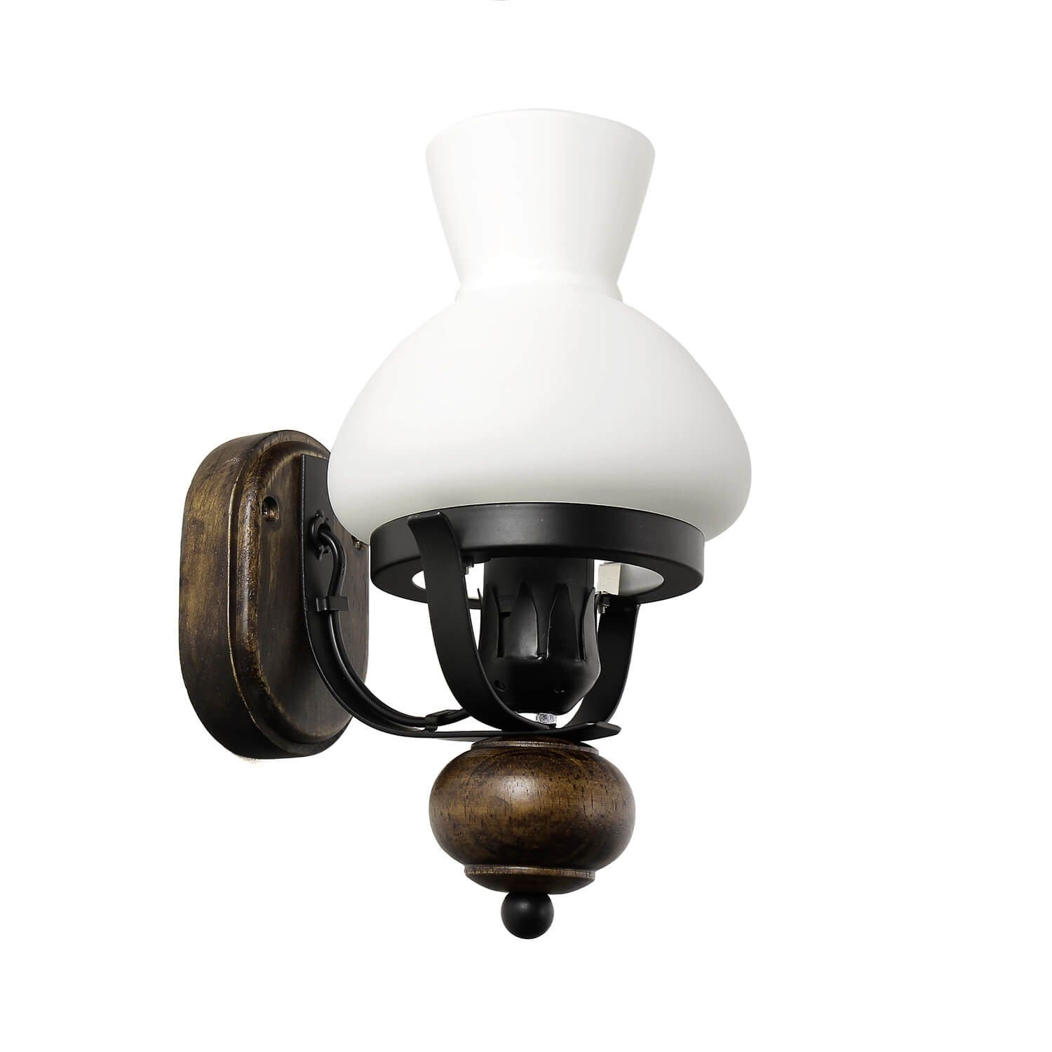 Licht-Erlebnisse Wandleuchte PETRONEL, ohne Leuchtmittel, Wandlampe Landhaus Holz Glas Öllampen Design Rustikal