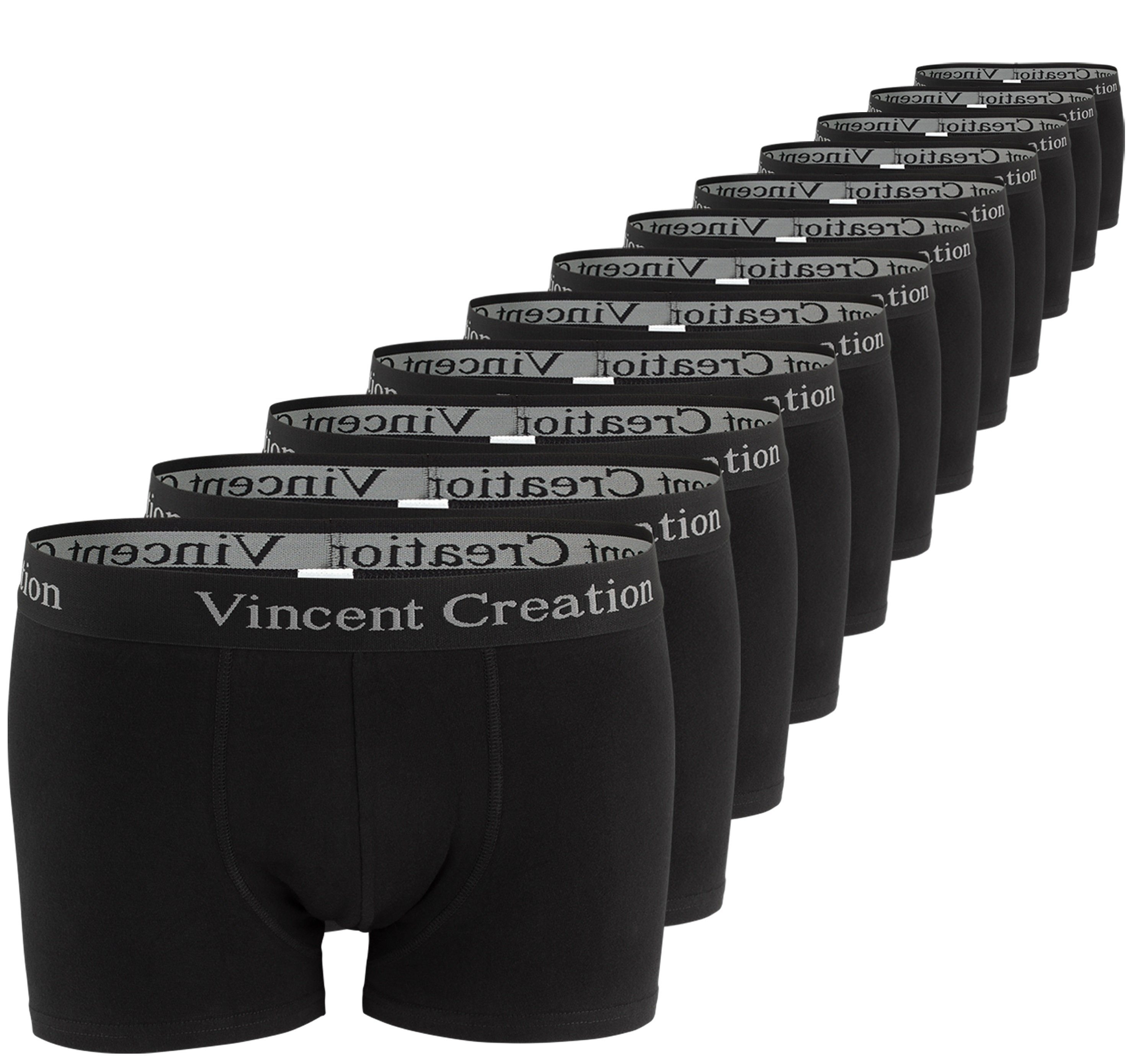 Vincent Creation® Boxershorts (12-St) angenehm stretchiger Baumwollmix schwarz