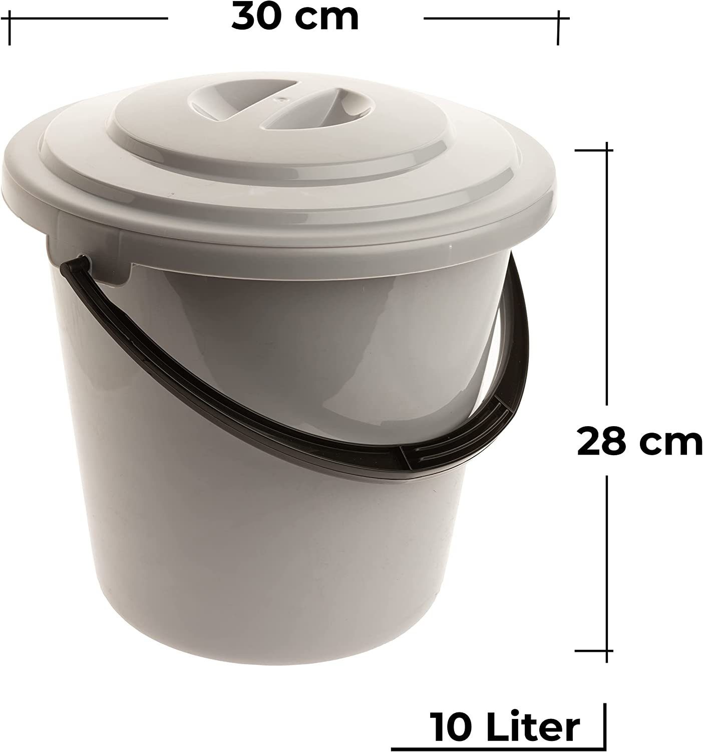 Hellgrau Farbe: Kübel BPA-frei. Centi Praktischer 28H Deckel (Set, x L cm), 10 mit Plastikeimer Putzeimer aus Eimer Decke, 2-tlg., Haushalteimer 30L mit Eimer PG-Kunststoff, x 30B