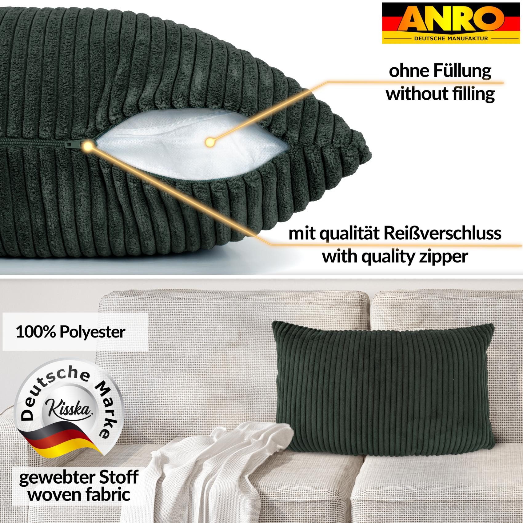 ANRO Dekokissen Kissenhülle MIT oder OHNE Füllung Kissenbezug Zierkissen, Kissenhülle in 30x50cm ohne Füllung Grün