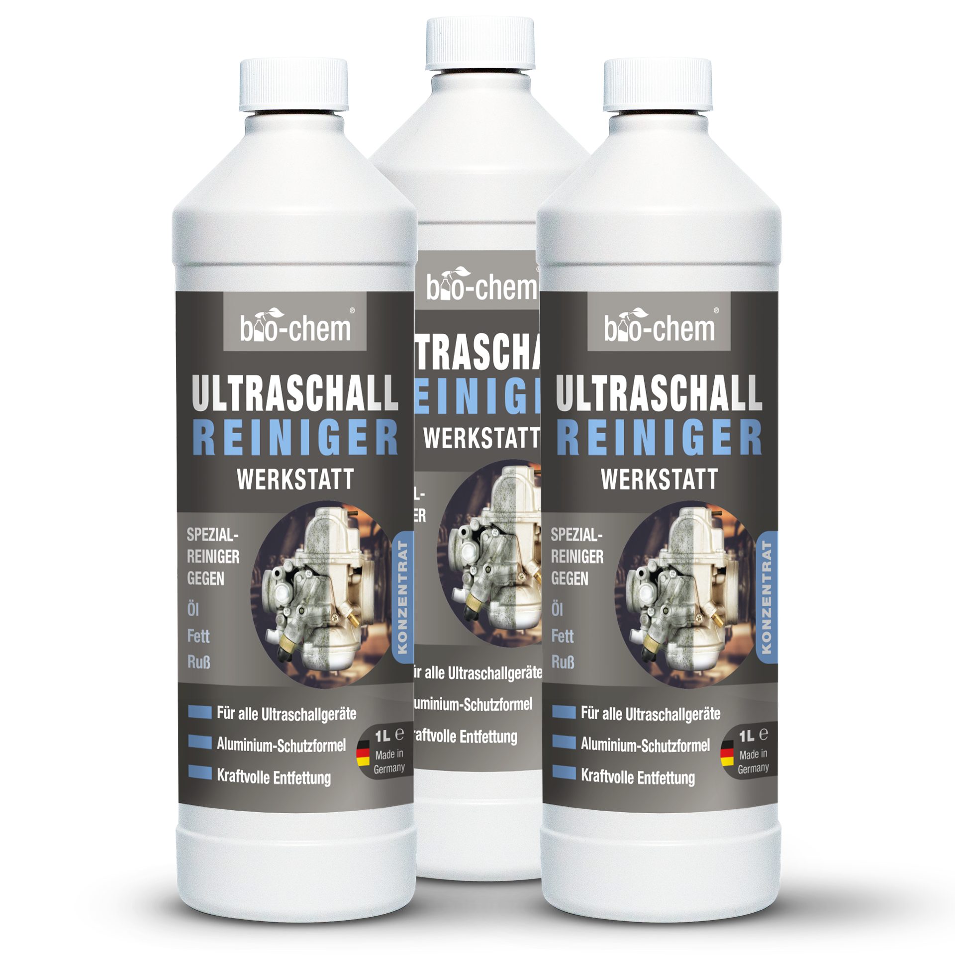 Ultraschallreiniger Werkstatt 3x 1 l Auto-Reinigungsmittel