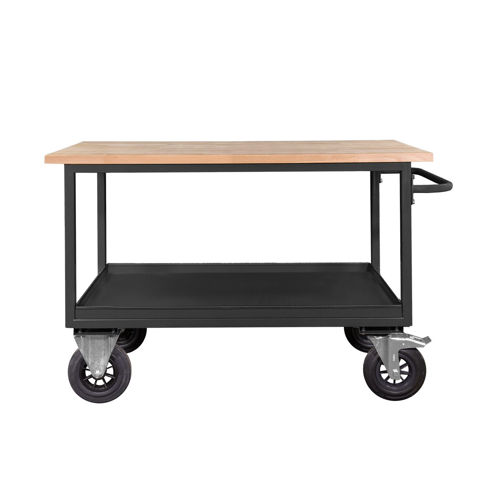 PROREGAL® Werkbank Mobile Werkbank mit 2 Etagen Schiebegriff, HxBxT 83x130x60cm Anthrazit