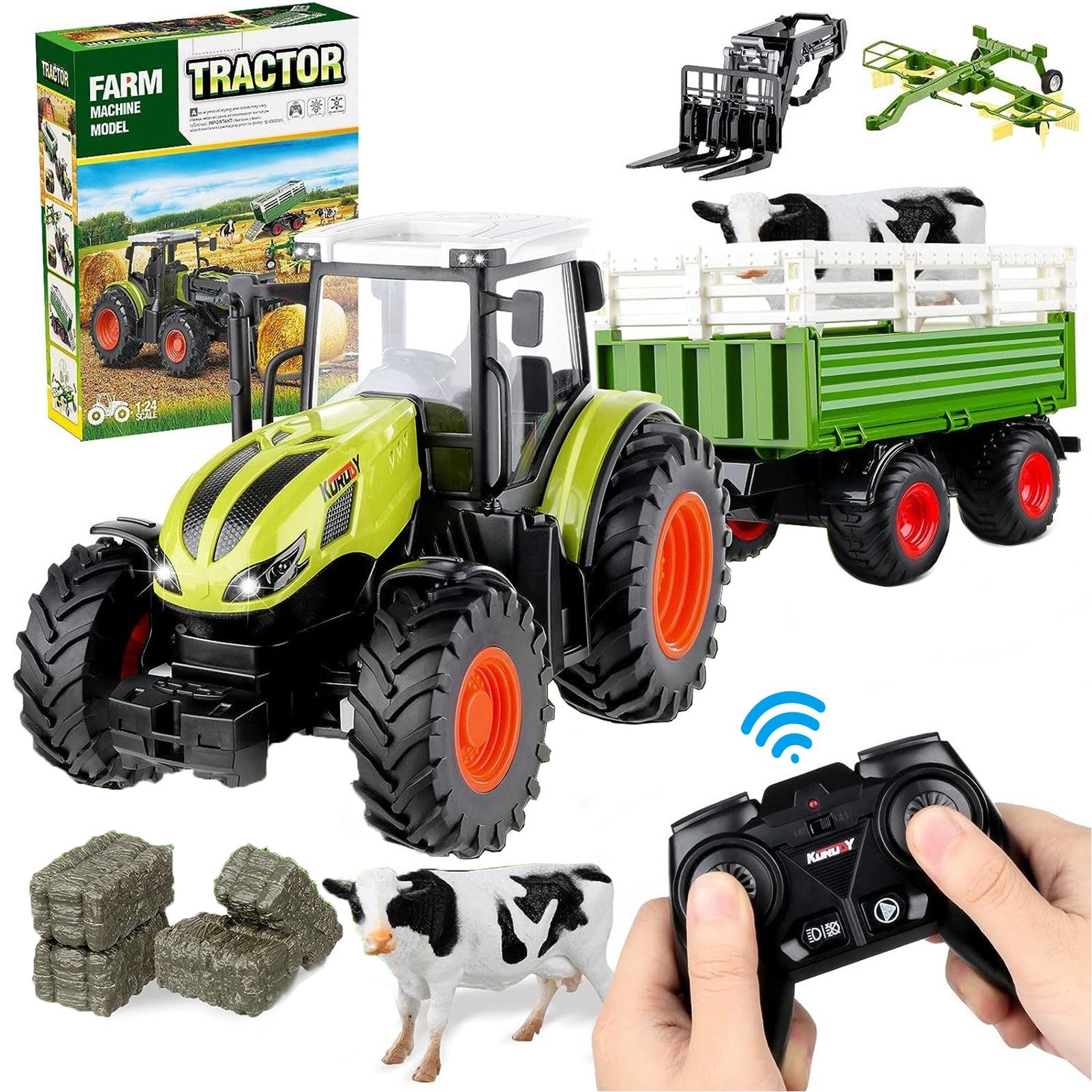 Esun RC-Traktor Ferngesteuerter Traktor Spielzeug, 3 in 1 RC Traktor für Ki günstig online kaufen