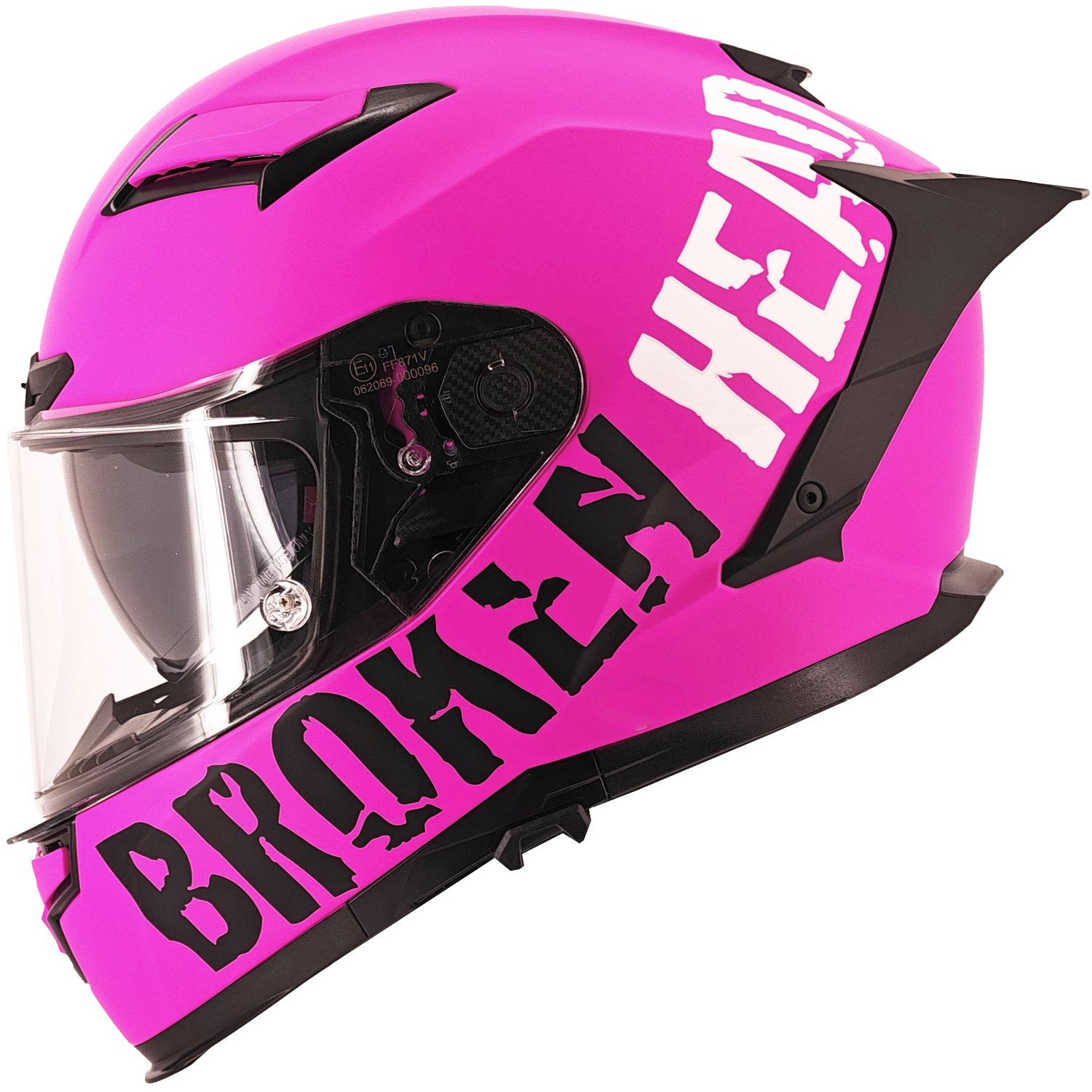 Broken Head Motorradhelm Street Division Pink Matt, Mit Sonnenblende