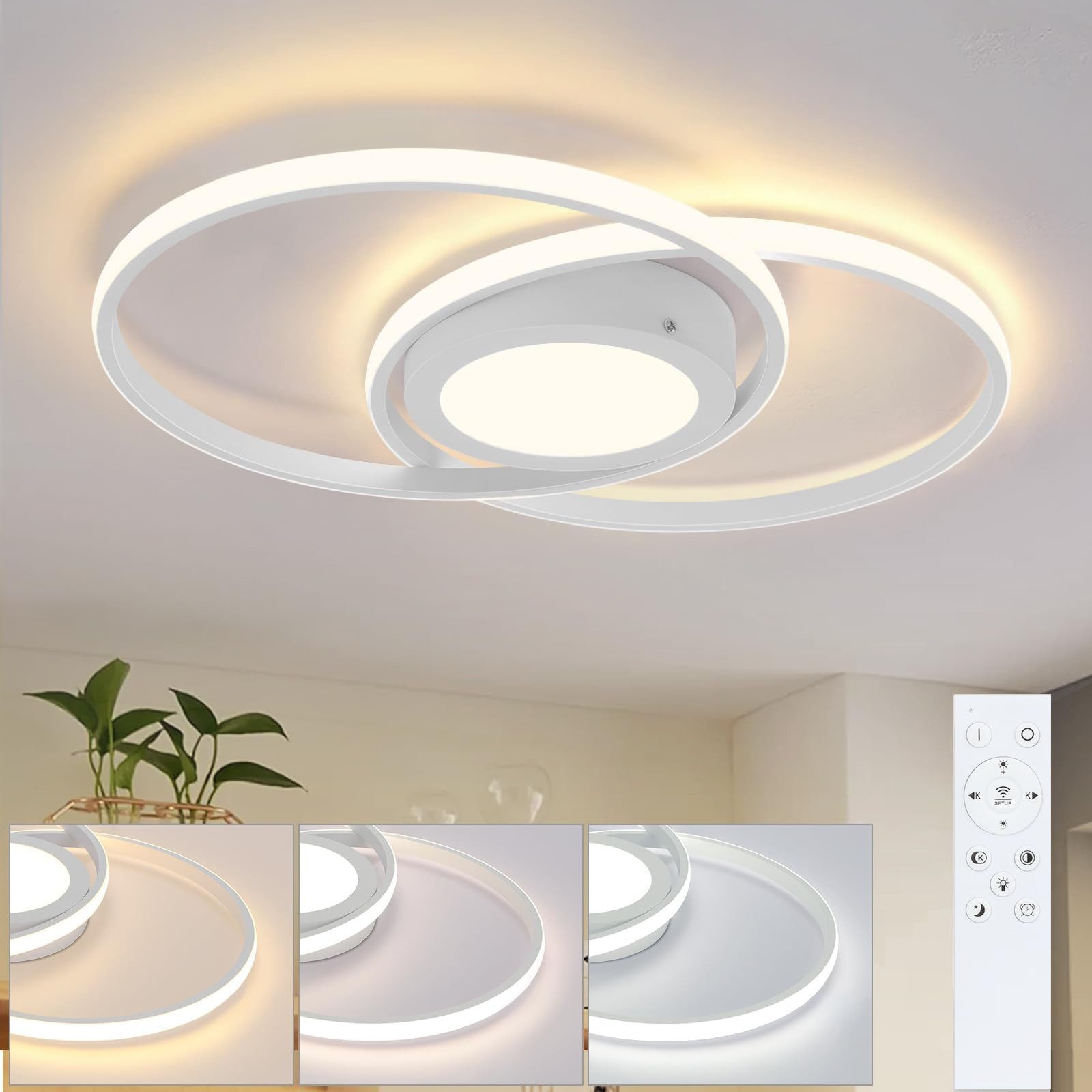 Nettlife LED Deckenleuchte Schlafzimmer Schwarz/Weiß Dimmbar günstig online kaufen