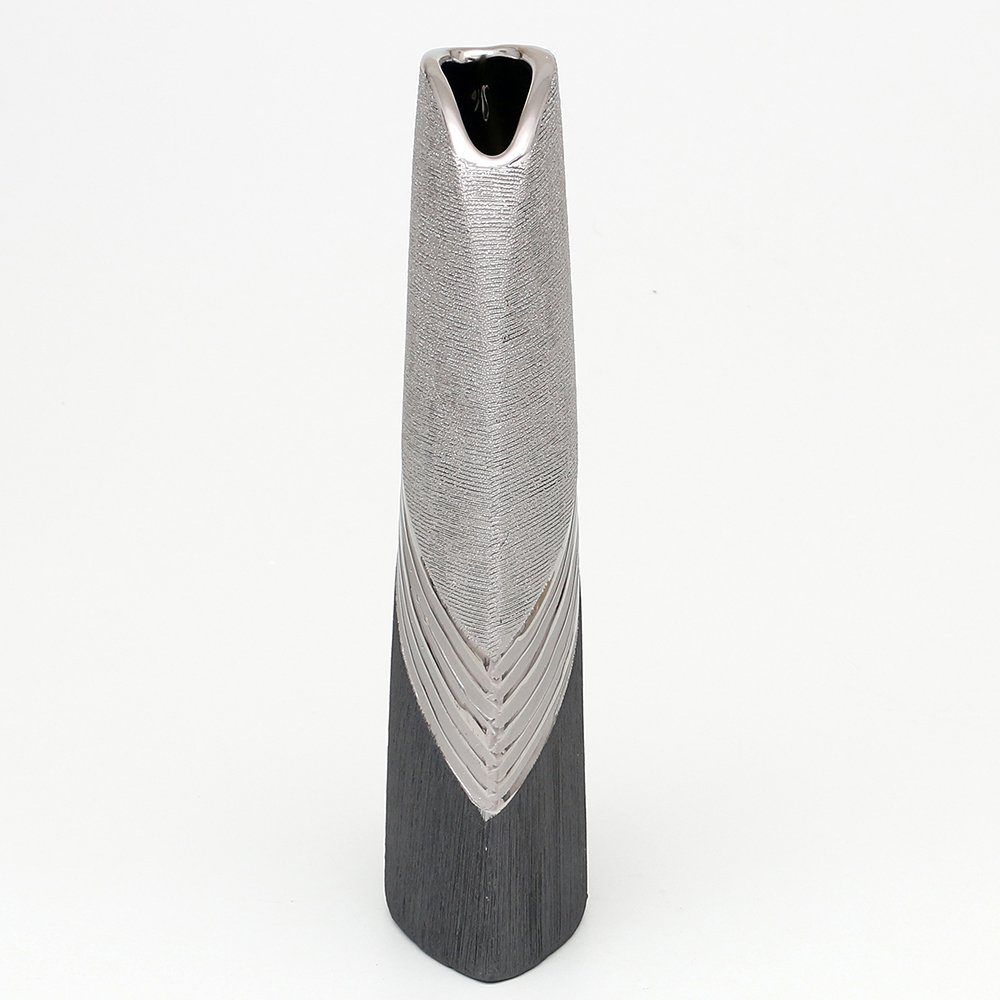 Designer 1 St) Vase, Deko in Edle Vase Keramik moderne silber- Dekohelden24 (1 Dekovase