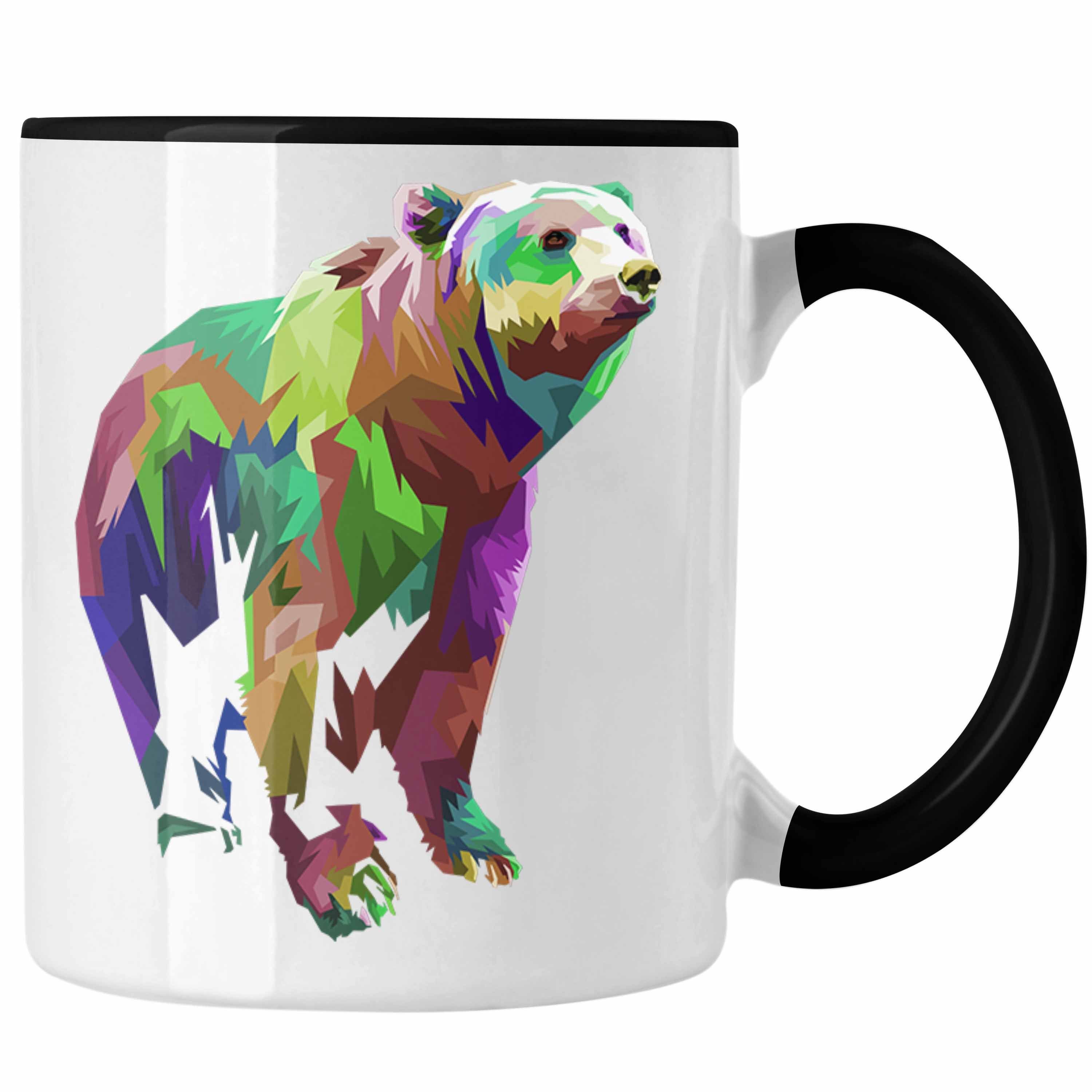 Trendation Tasse Trendation - Bär Poiygon Grafik Tasse Geschenk Bären Liebhaber Schwarz