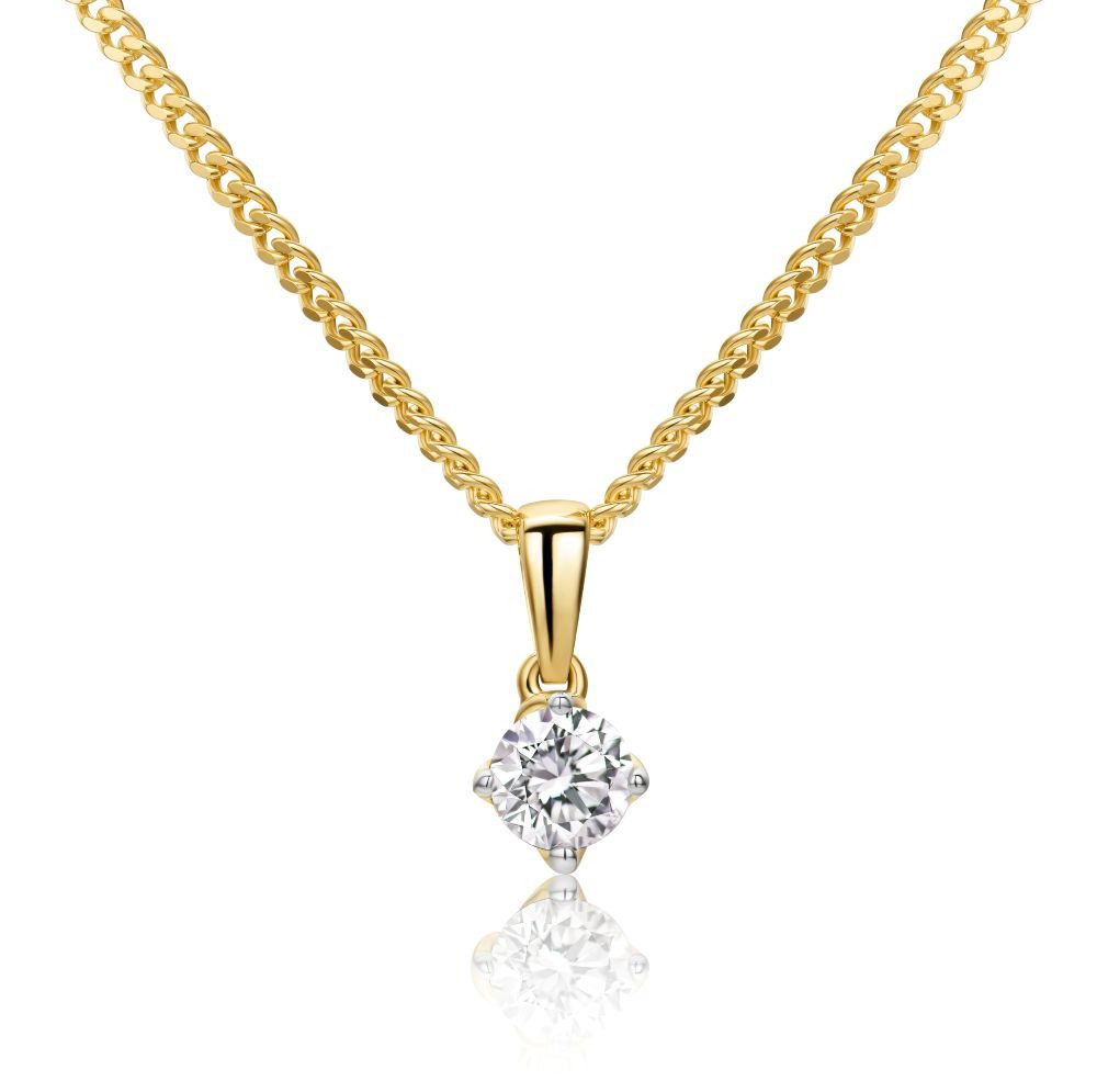 Miore Kette mit Anhänger für Damen - Anhänger 9K (375) Gelbgold - Kette aus 925 Sterling Silber, mit 3 verschiedenen Diamantgrößen (0,1ct/0,15ct/0,25ct)