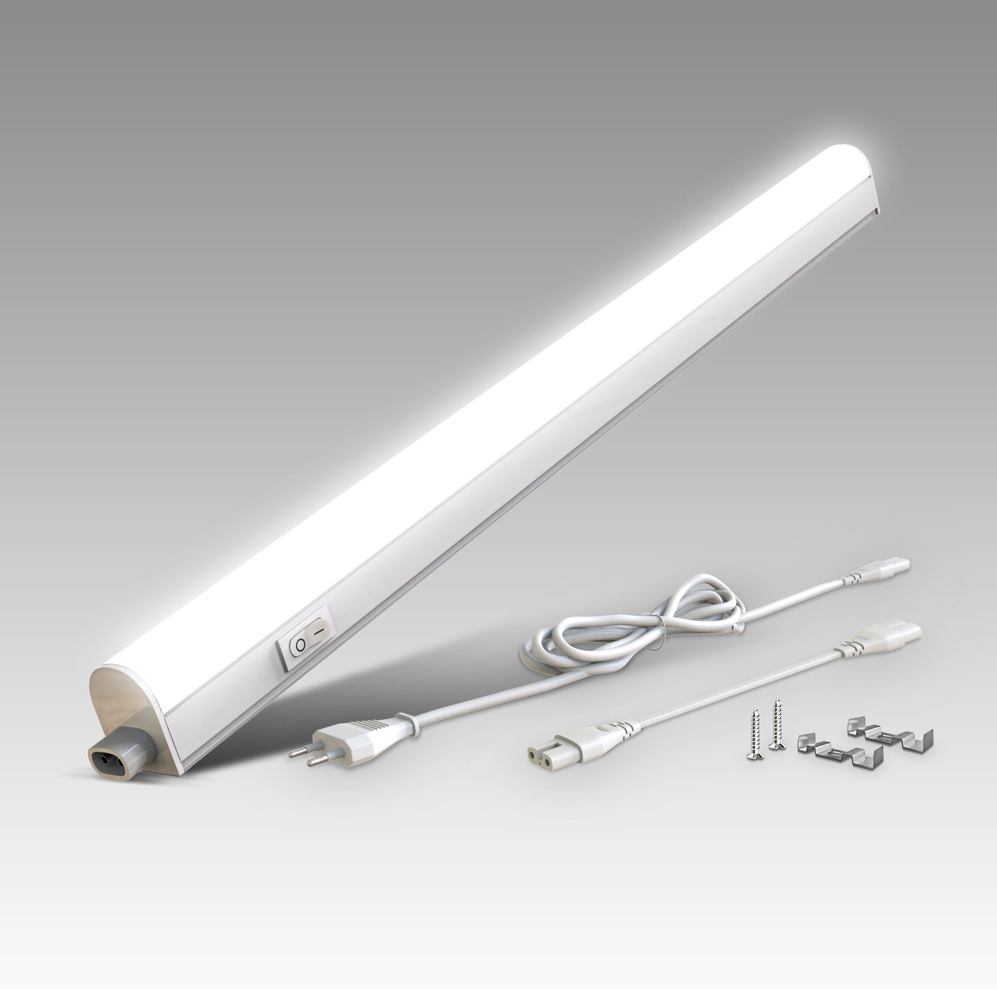 L: integriert, Neutralweiß, Neutralweißes B.K.Licht LED durch 57.3cm, BK_UL1226 Erweiterbar 4.000K Licht, Lichtleiste, 700Lm, Unterschrankleuchte fest LED 8W, Stecksystem Unterbauleuchte,