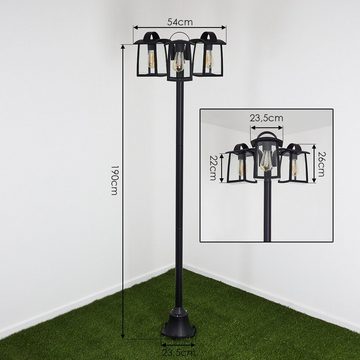 hofstein Außen-Stehlampe »Buoro« Außenwegeleuchte, Wegeleuchte aus Metall, Schwarz, klares Glas, ohne Leuchtmittel, Gartenlampe mit 3xE27, IP44