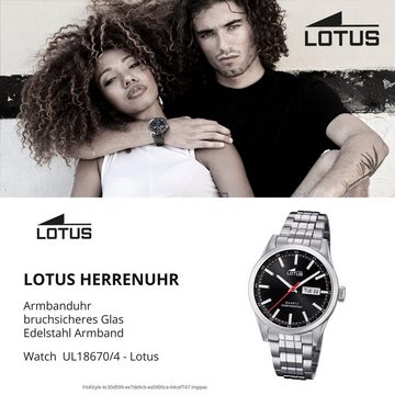 Lotus Quarzuhr LOTUS Herren Uhr Fashion 18670/4, Herren Armbanduhr rund, groß (ca. 42mm), Edelstahlarmband silber