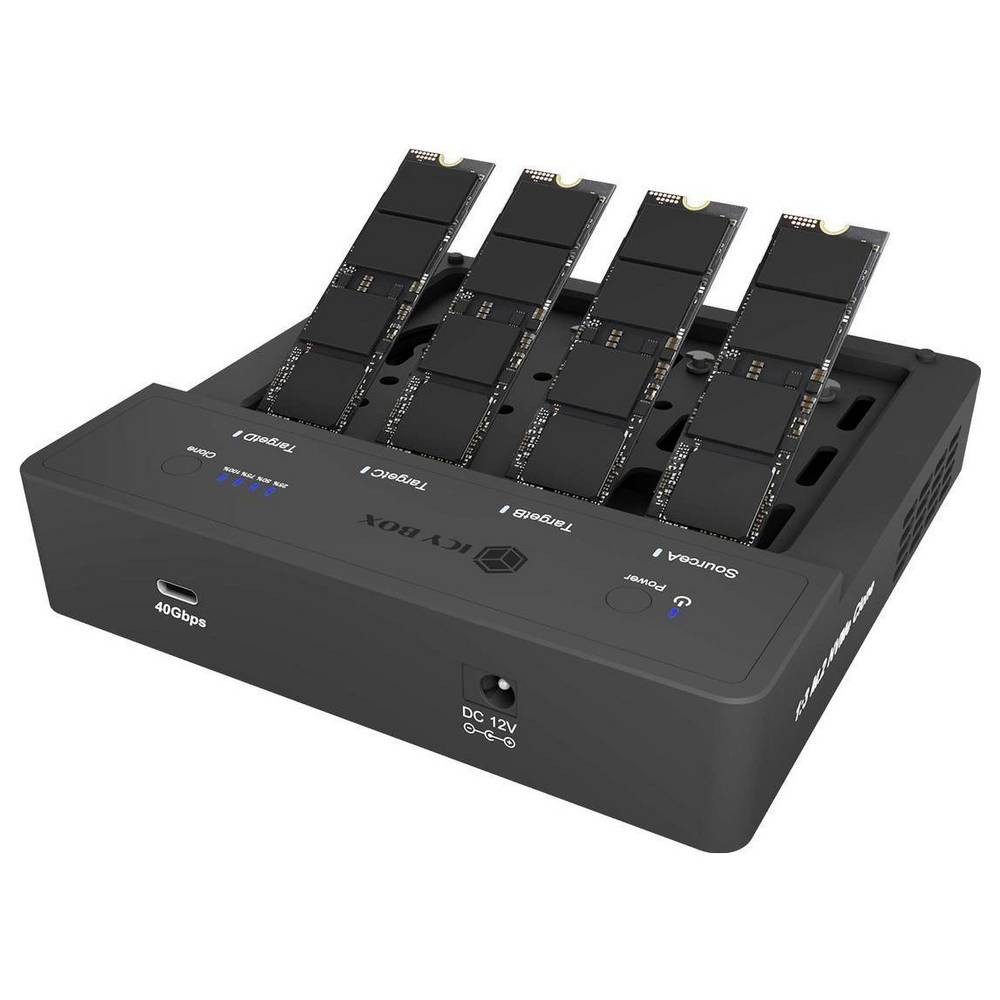 ICY BOX Festplatten-Dockingstation IB-4013MCL-C4 USB-C® (USB4) M.2 PCIe NVMe Klonstation mit