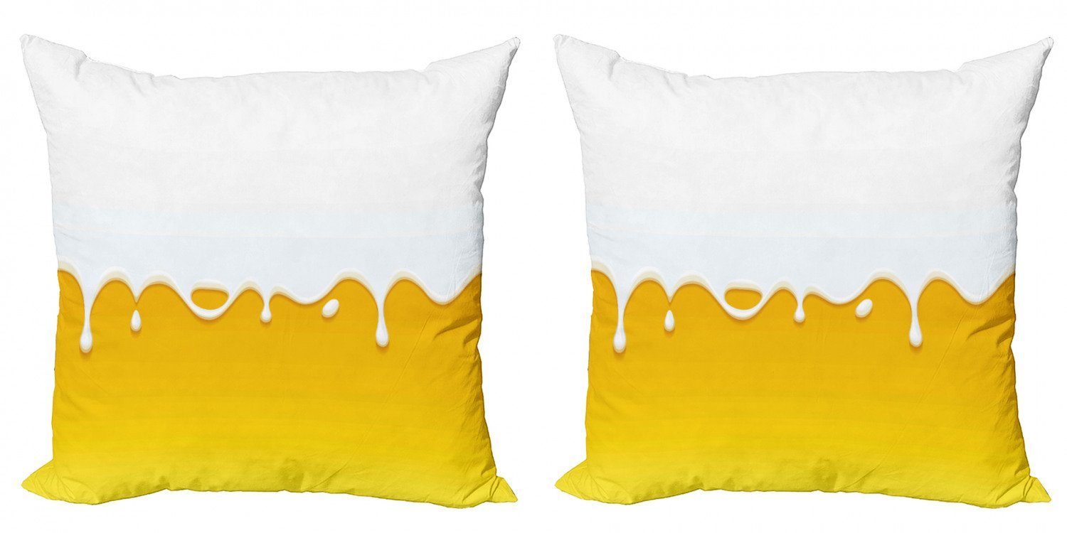 Kissenbezüge Modern Accent Doppelseitiger Digitaldruck, Abakuhaus (2 Stück), Gelb und Weiß Dripping Milch