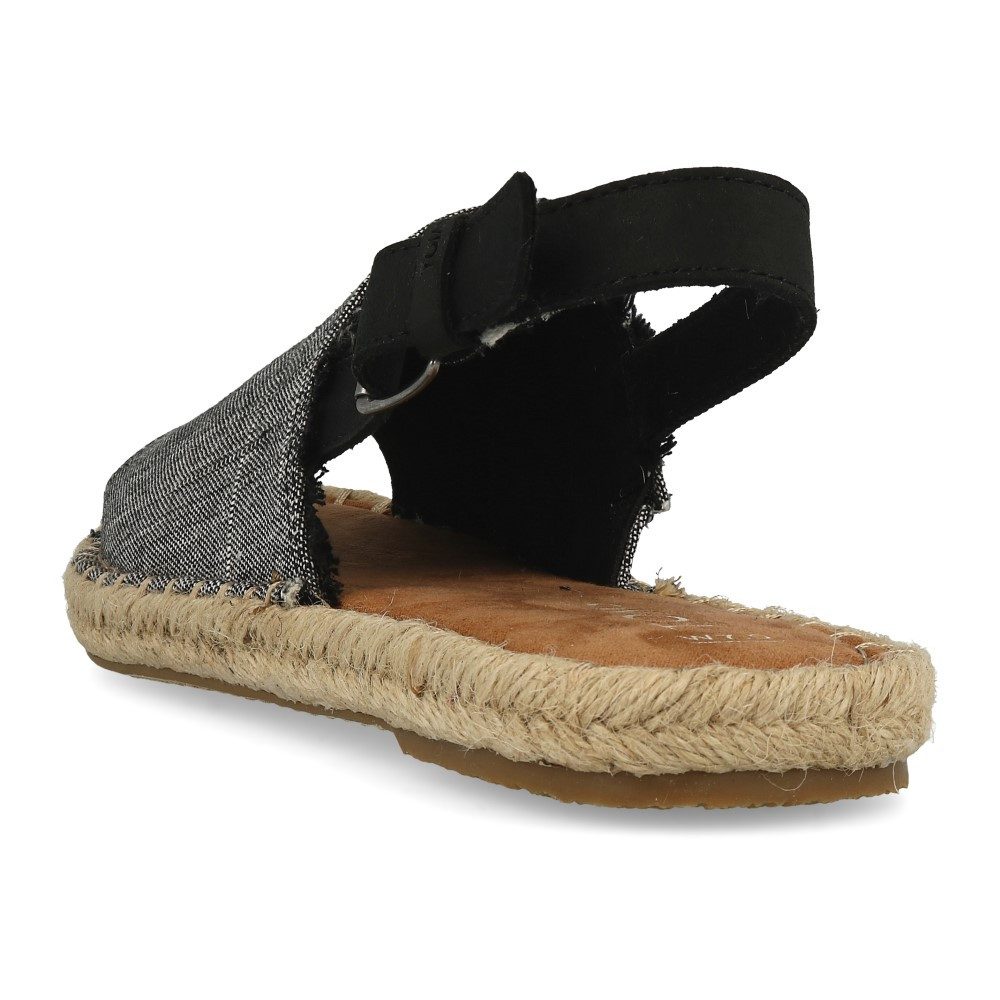 TOMS TOMS Clara Black Textured Chambray Leather Sandale