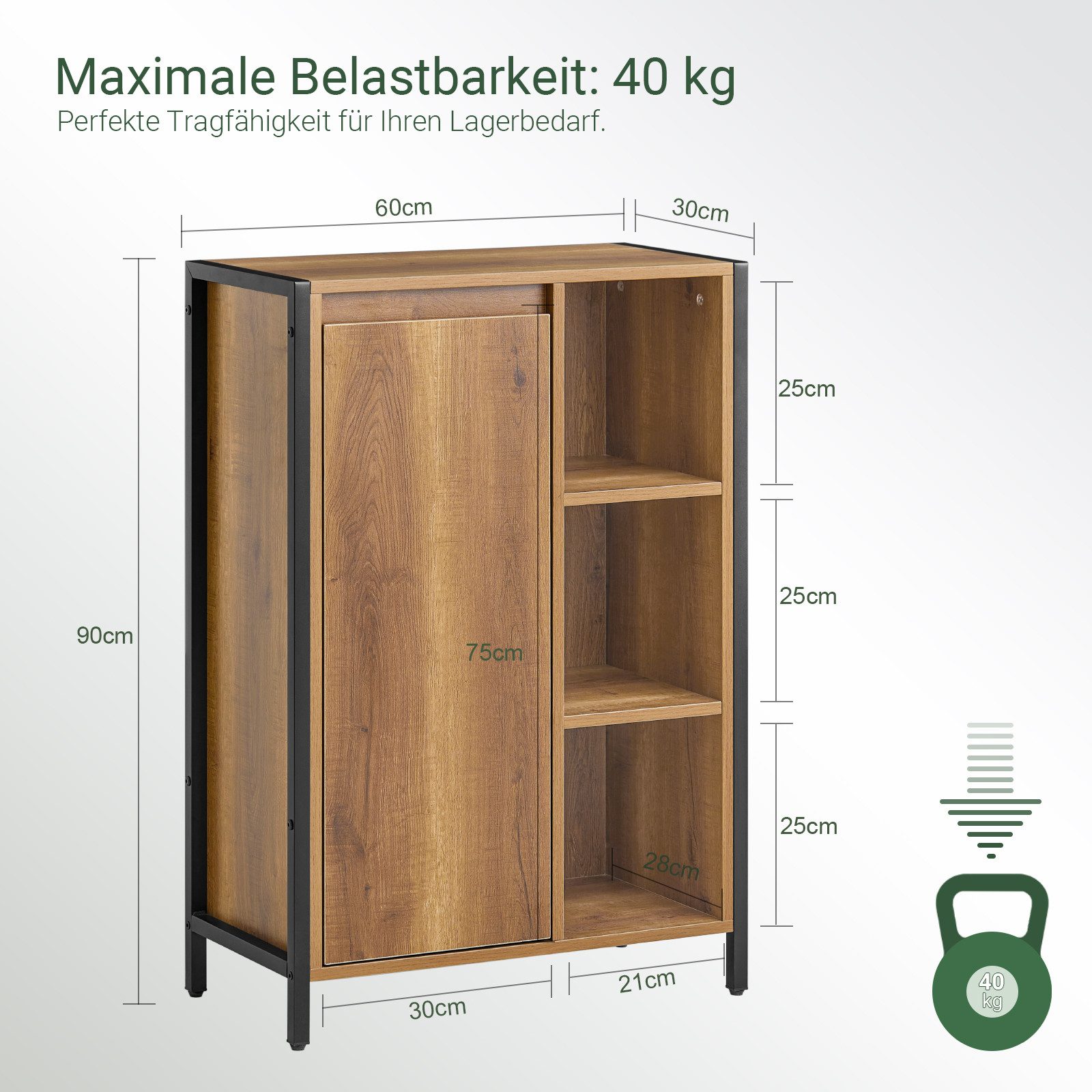 SoBuy Wäscheschrank BZR65, Badezimmerschrank Badschrank schmal für Flur, Bad, Schlafzimmer mit ausklappbarem Wäschesäcken Wäschesack Wäschetruhe – Bild 5 von 5